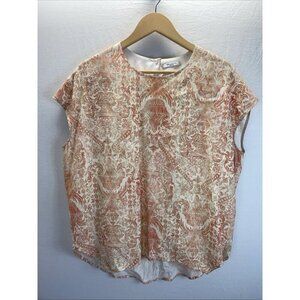 MM. LaFleur Crepe Cap Sleeve Pink paisley baroque‎ Top peach/ pink size S career